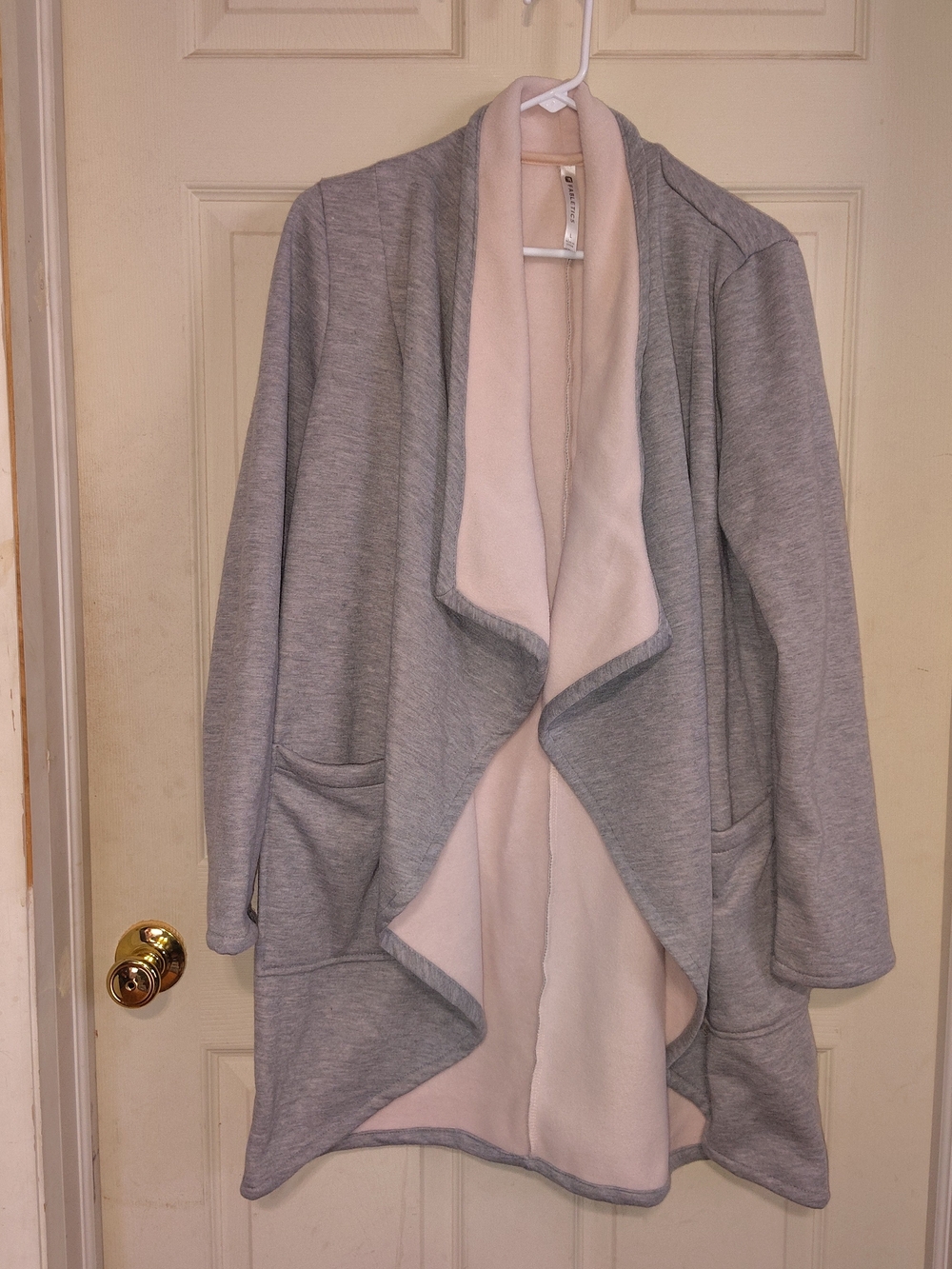 Fabletics Women's Open Front Cardigan Comfy Sweater Jacket Gray Long Size Large
